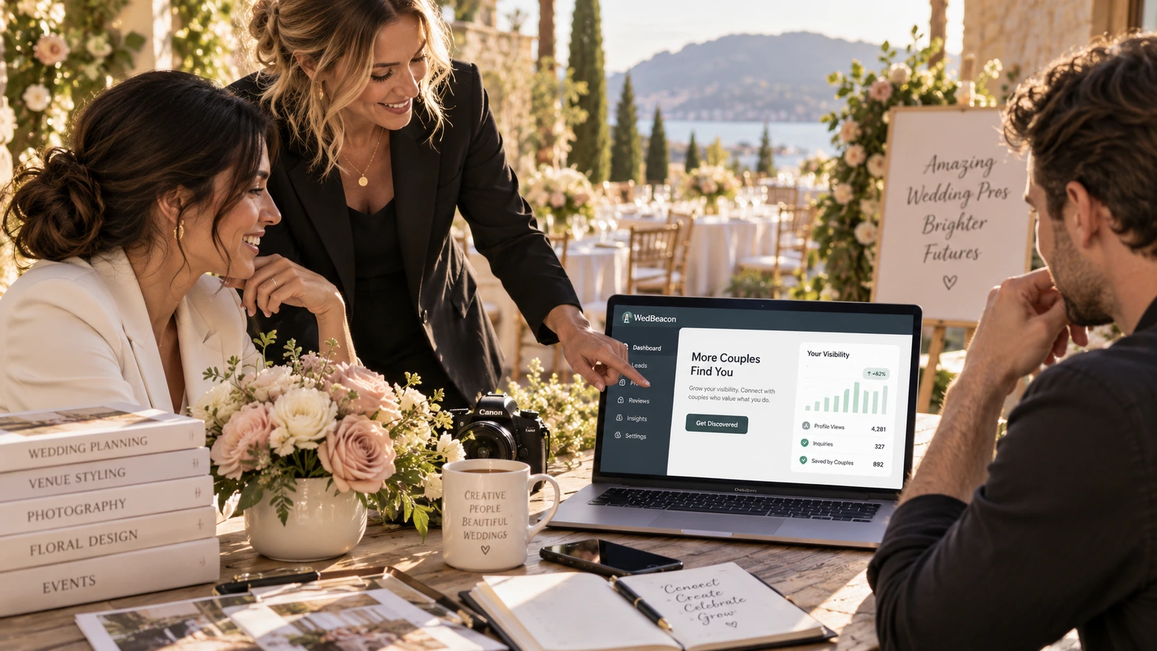 Wedding professionals using WedBeacon to understand category-specific discovery signals